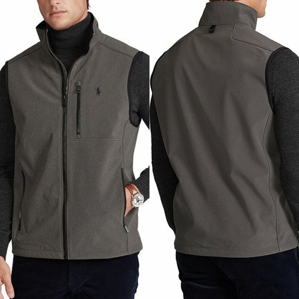 Polo Ralph Lauren Performance Soft Shell Vest Mens Size XL Grey Full Zip Jacket